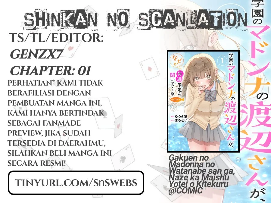 Komik Gakuen no Madonna no Watanabe san ga, Naze ka Maishu Yotei wo Kitekuru Chapter 1 gambar 1