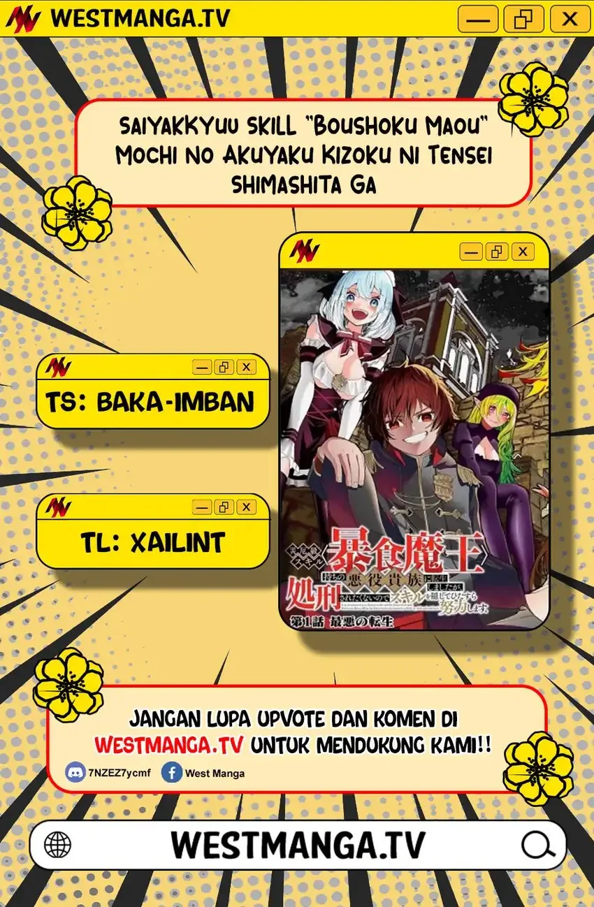 Saiyakkyuu Skill “Boushoku Maou” Mochi No Akuyaku Kizoku Ni Tensei Shimashita Ga, Shokei Saretakunai Node Skill Wo Kakushite Hitasura Doryoku Shimasu Chapter 1 Gambar 3