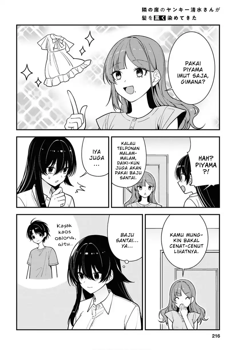 Tonari no Seki no Yankee Shimizu-san ga Kami o Kuroku Sometekita Chapter 17 Gambar 18