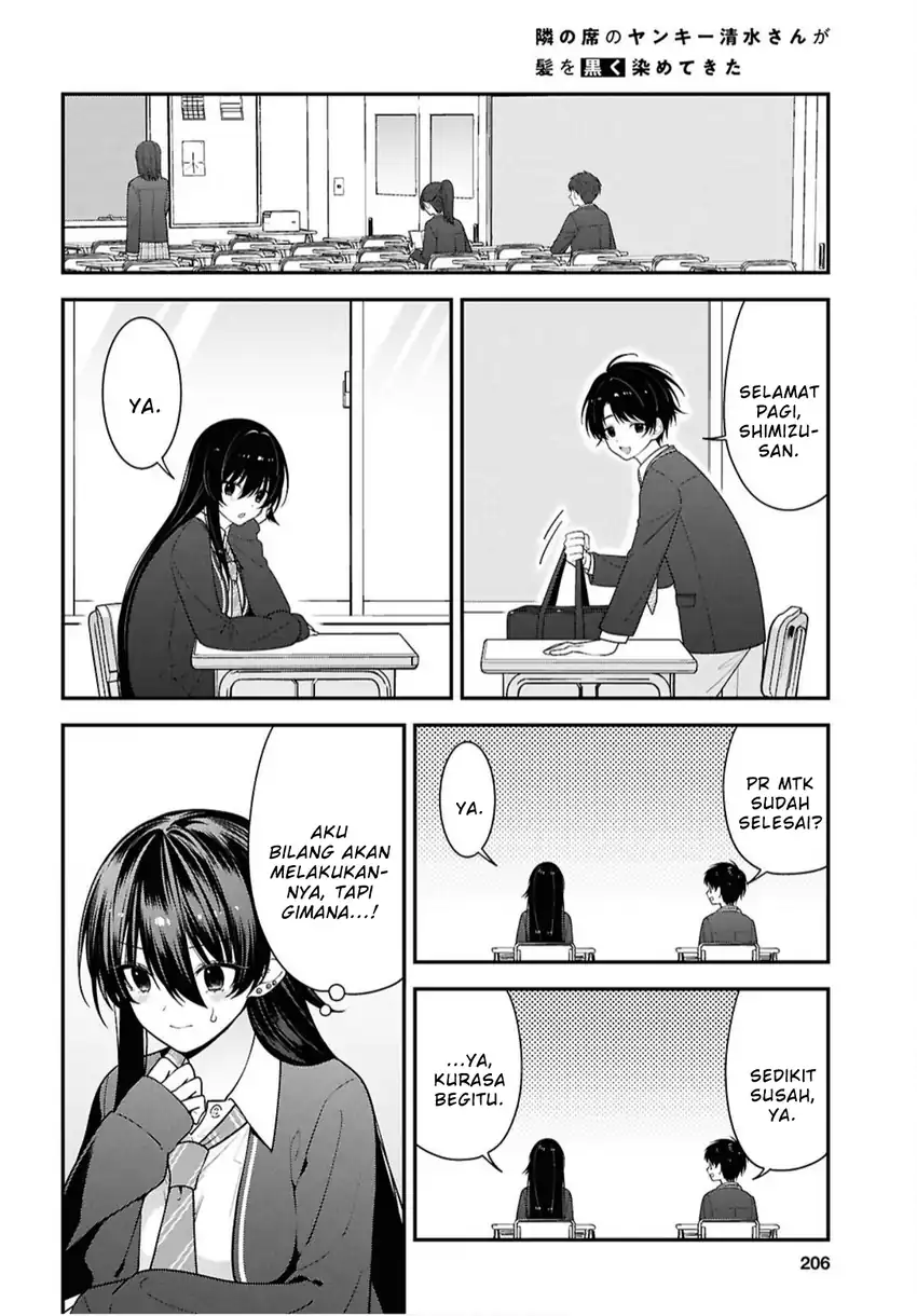 Tonari no Seki no Yankee Shimizu-san ga Kami o Kuroku Sometekita Chapter 17 Gambar 8